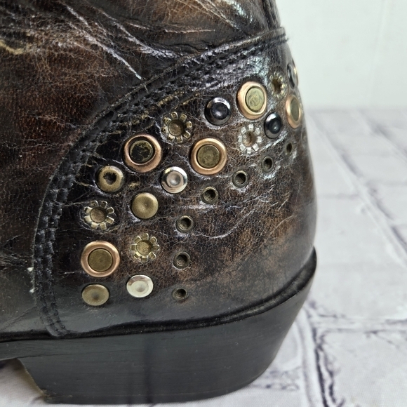 Donald Pliner western couture croc embossed leather studded ankle boots main image 11